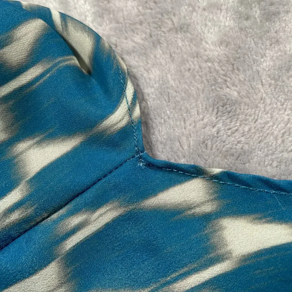 Diarrablu Gnoor Dress 2XL Blue Ikat Geometric Flowy Resort Maxi Vacation Flounce - Picture 7 of 11